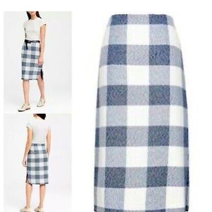 Banana Republic Women Pencil Skirt Navy blue plaid